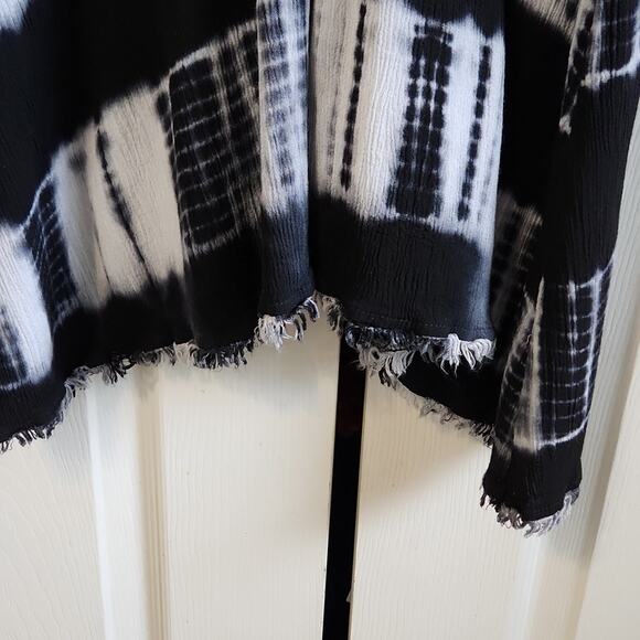 Blu Pepper Gauzy Black White Tie-Dye Midi Dress Size Med Boho Beach Whimsigoth - Picture 4 of 11